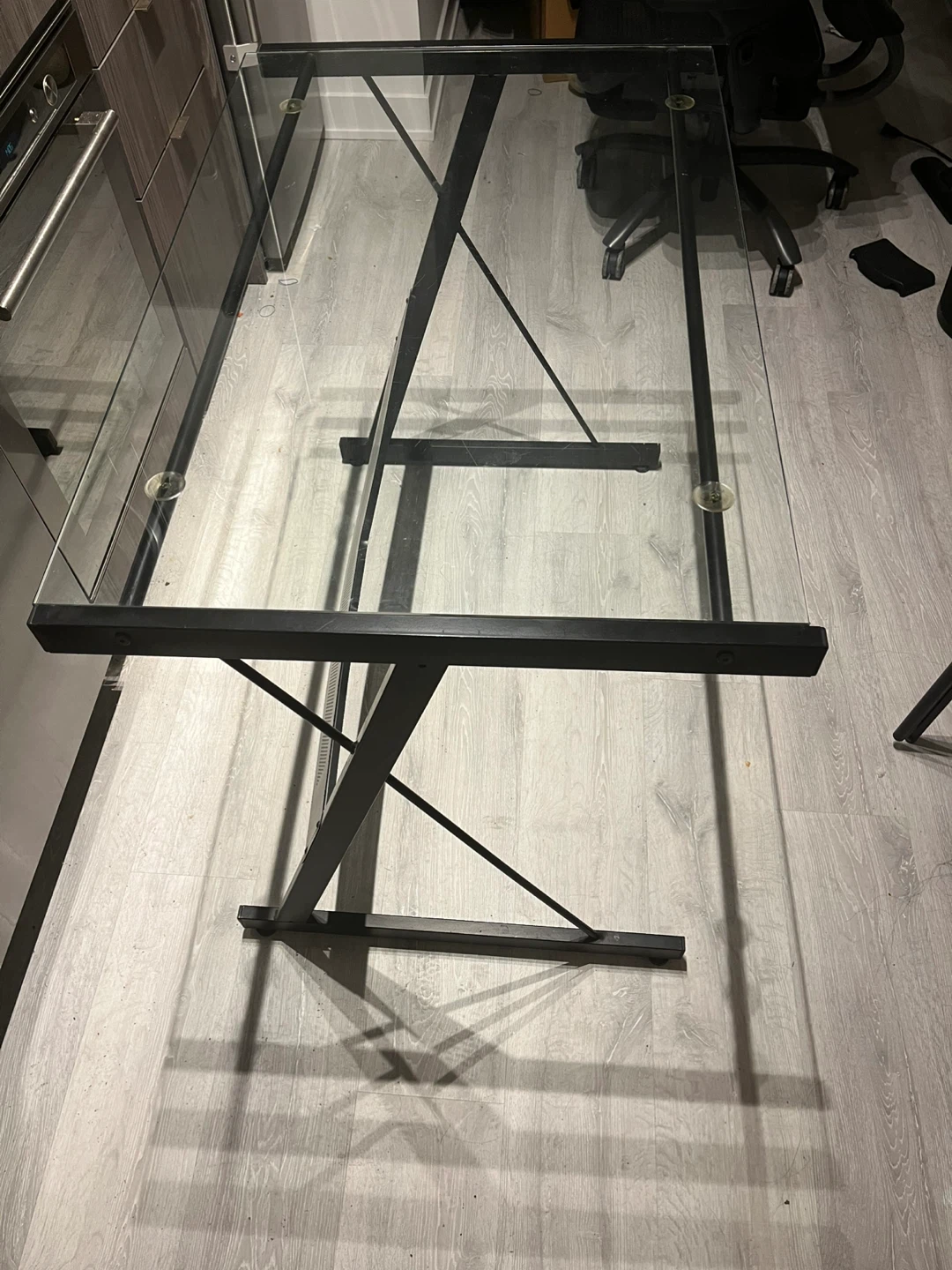 Glass Top Desk with Black Metal Frame - photo 3