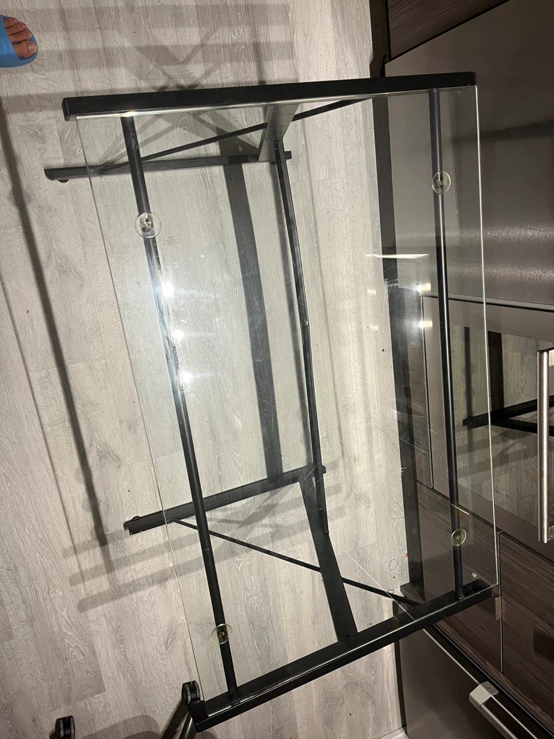 Glass Top Desk with Black Metal Frame - photo 2