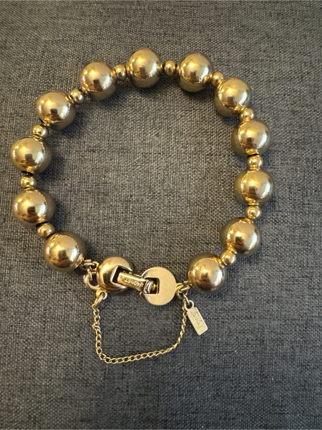 Vintage Monet Gold Tone Beaded Bracelet - photo 4
