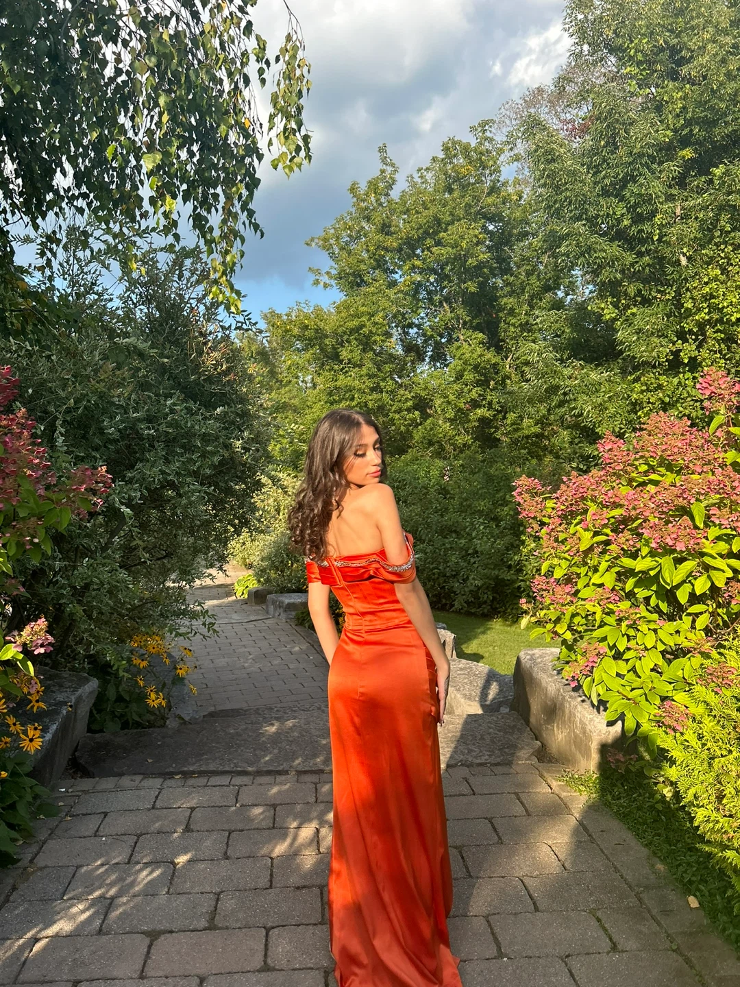 Orange Off-the-Shoulder Prom Dress - photo 3