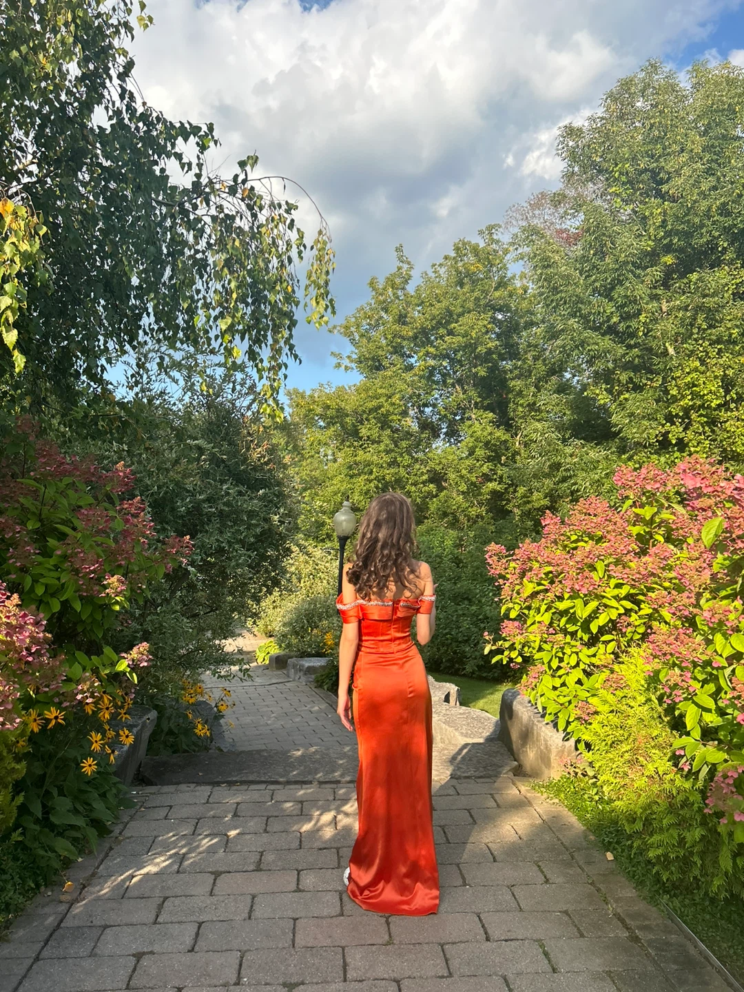Orange Off-the-Shoulder Prom Dress - photo 2