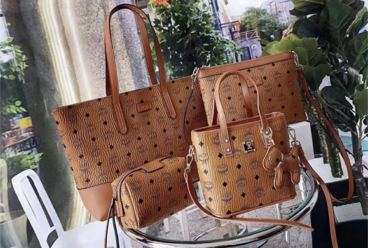 MCM Monogram Tote Bag Set