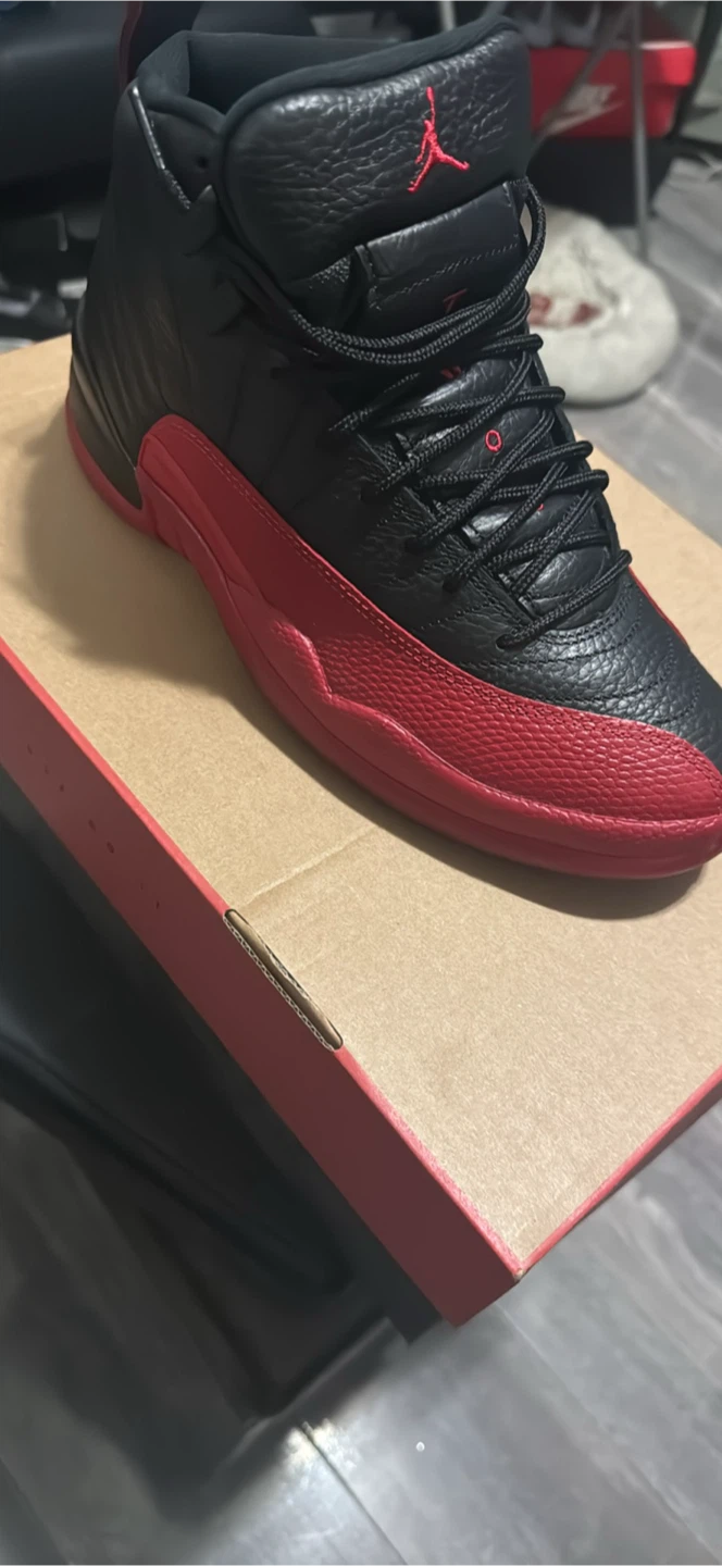 Air Jordan 12 Retro Black Varsity Red Mens Shoes Size 9 - photo 4