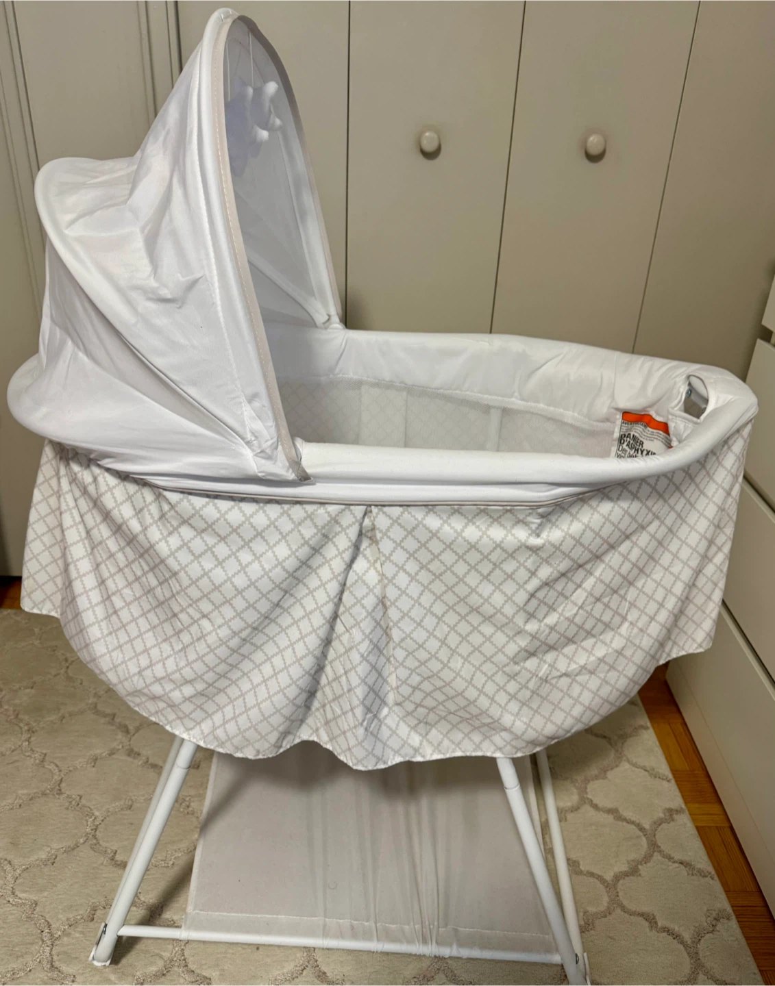 White Baby Bassinet with Canopy