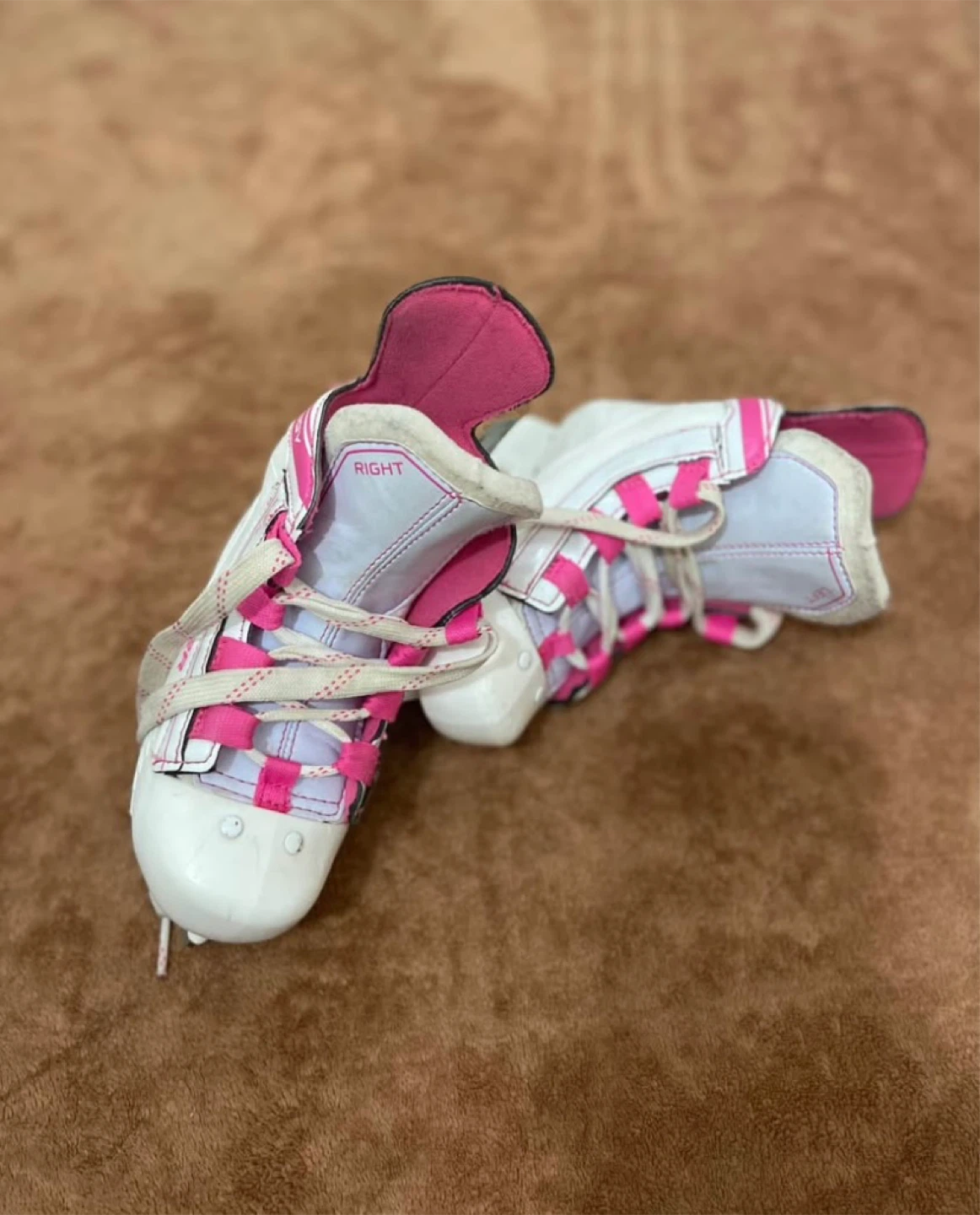 White and Pink Youth Figure Skates