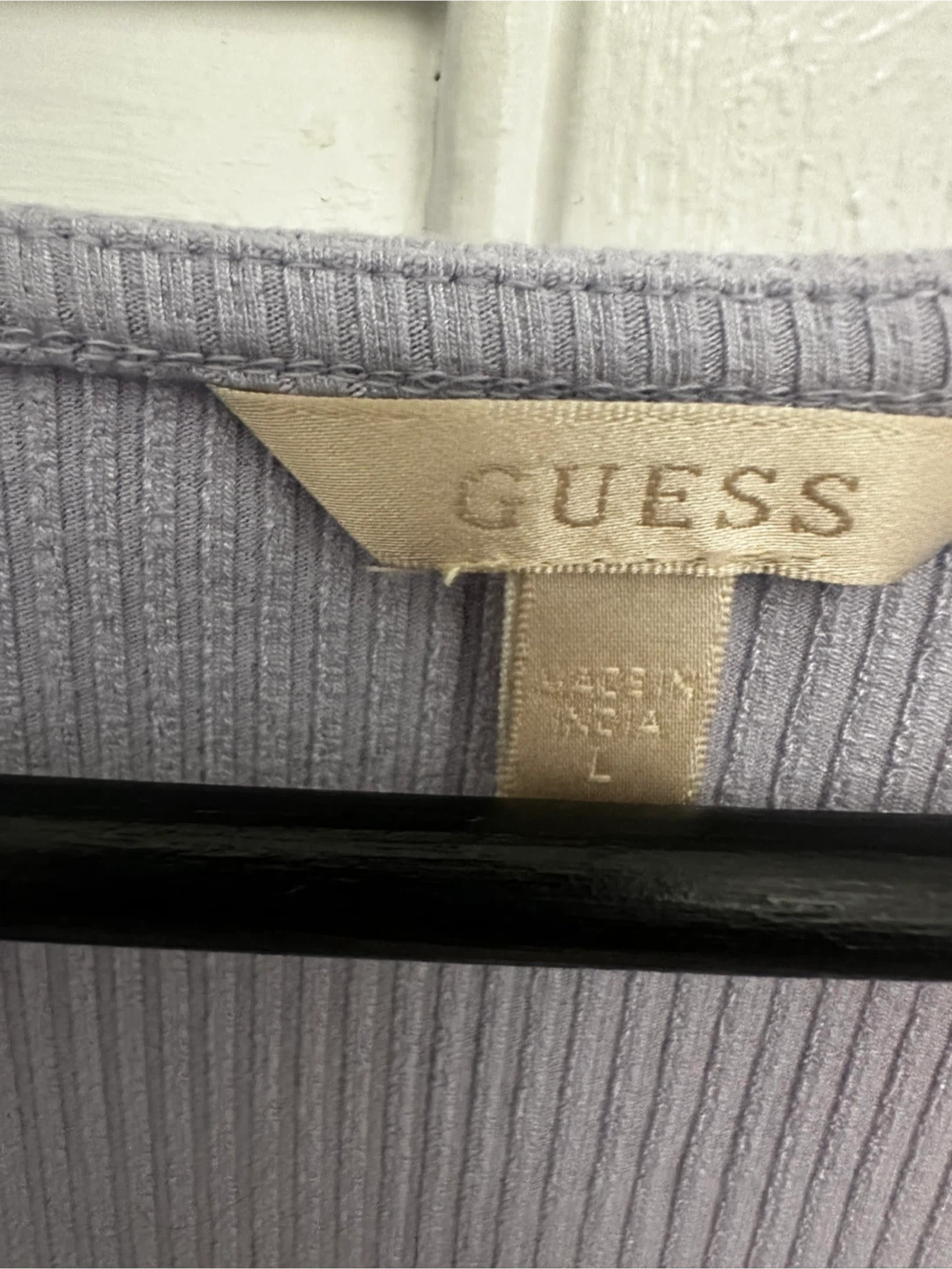Guess Women's Lilac Ribbed Henley Top Size L - photo 2