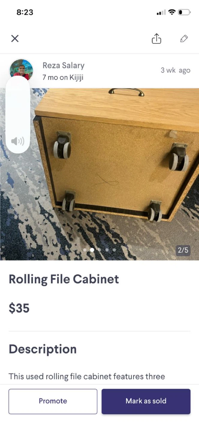 3-Drawer Rolling File Cabinet - photo 2