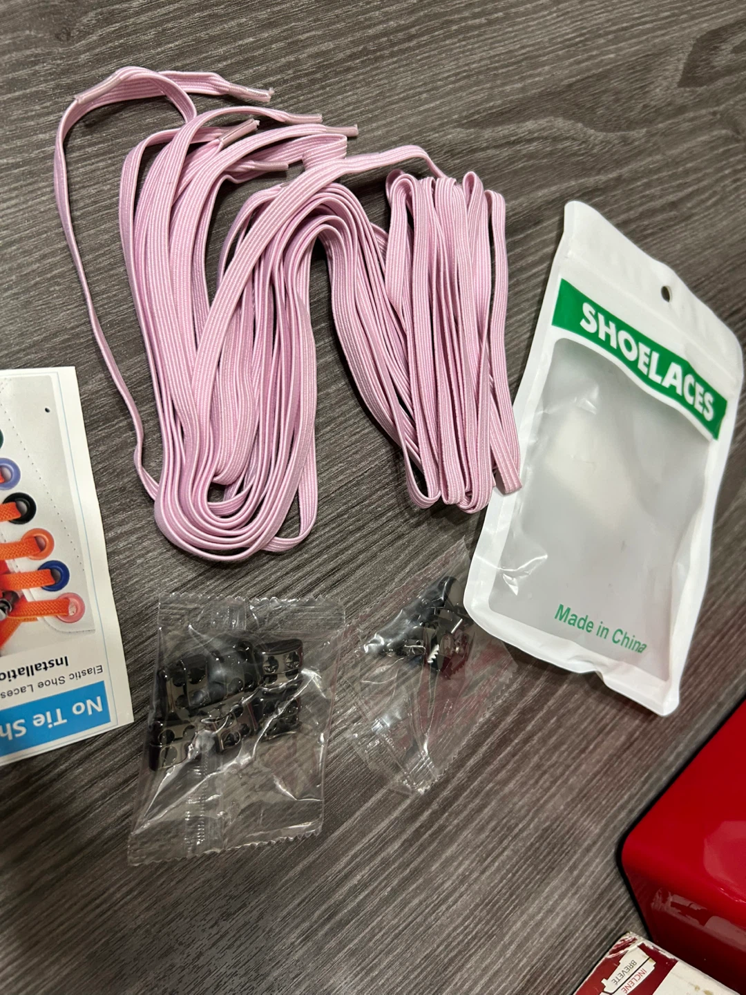 New -3 pcs Pink Elastic No Tie Shoelaces with Metal Locks - photo 3