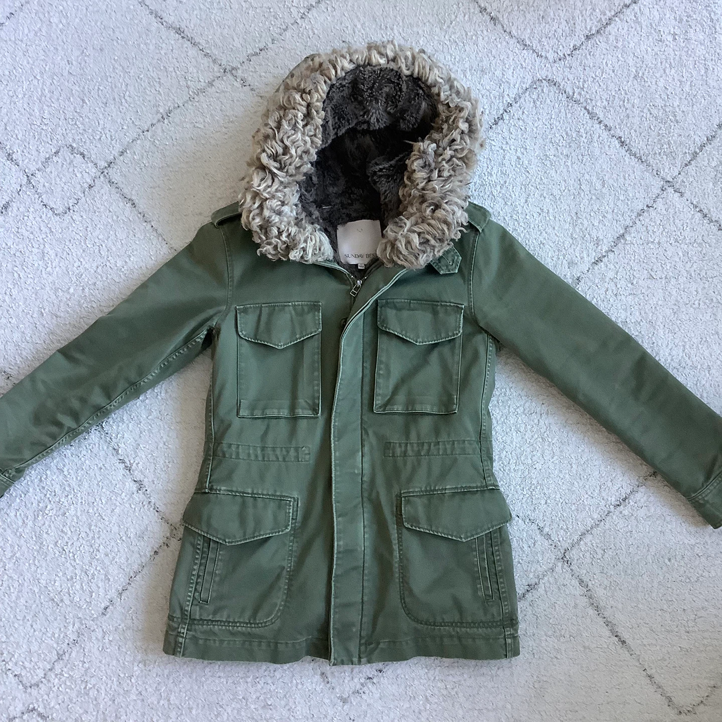 Sunday Best by Aritzia Olive Green Parka Jacket Size S