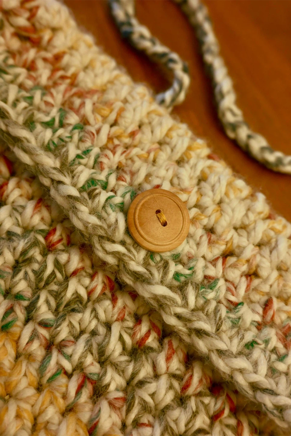 Handmade Crocheted Clutch Bag with Button Closure - photo 2