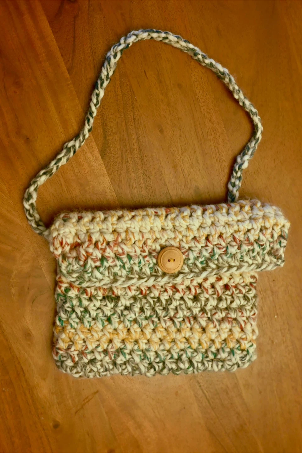 Handmade Crocheted Clutch Bag with Button Closure