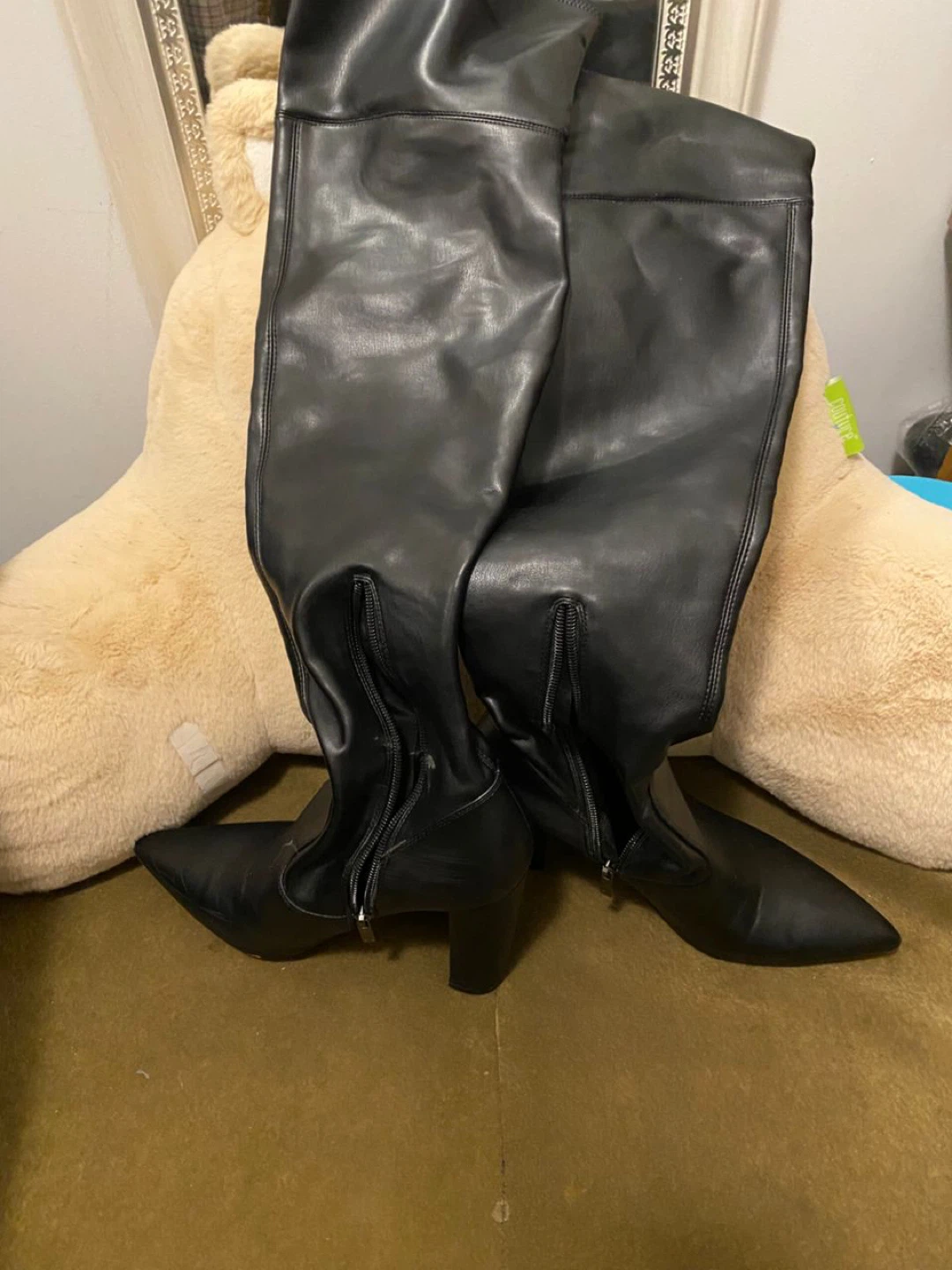 Marc Fisher LTD Black Faux Leather Over the Knee Boots - Size 9M - photo 2