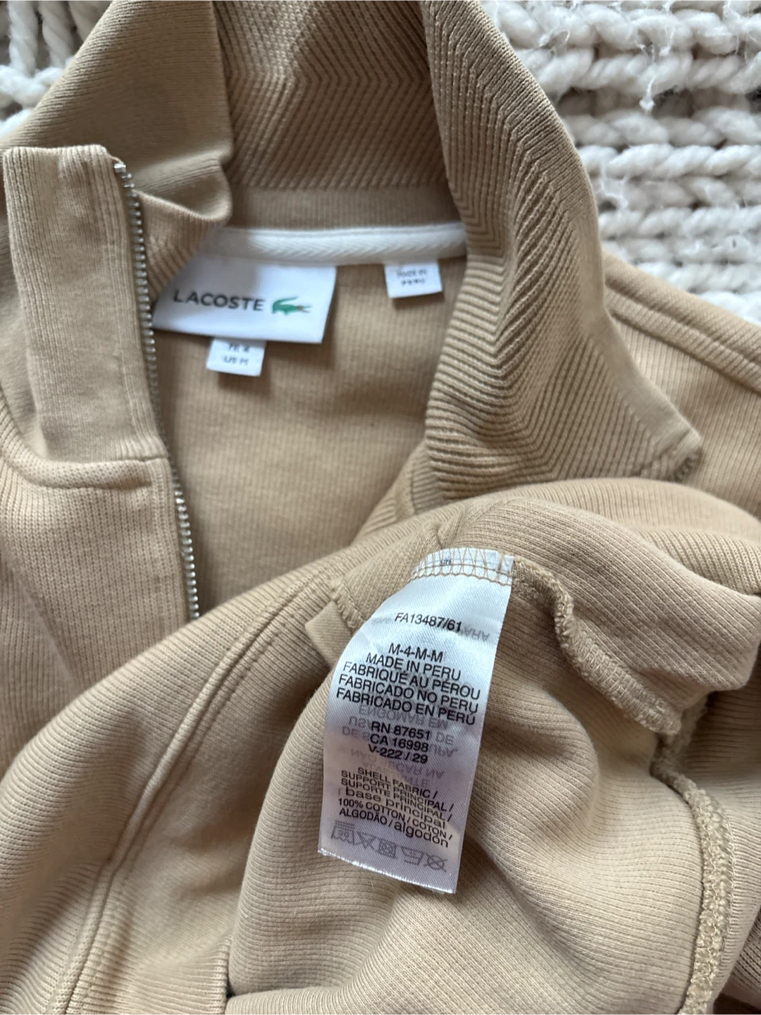 Lacoste 1/4 Zip Pullover Sweater Khaki Size M - photo 2
