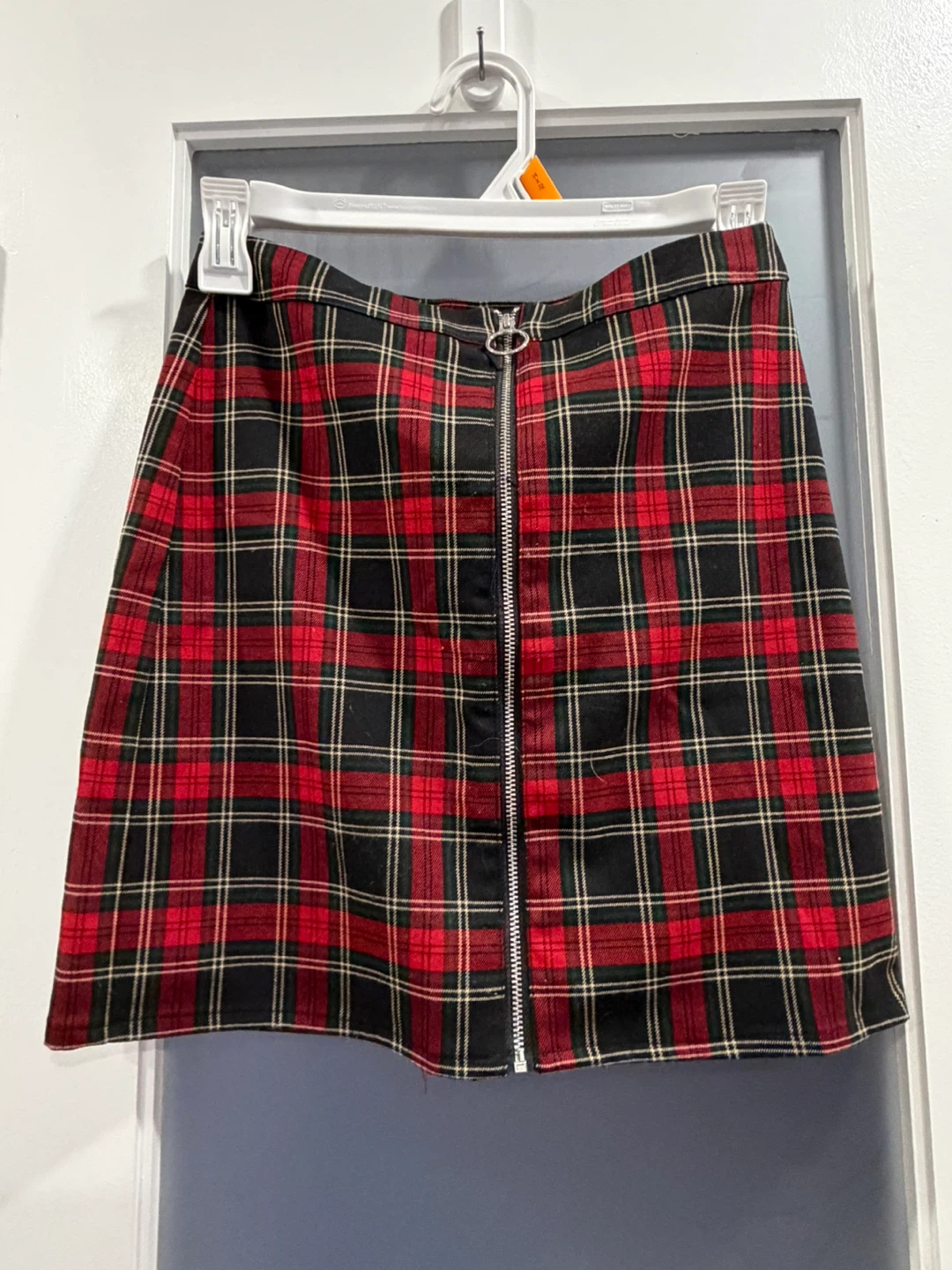 Garage Plaid Mini Skirt with Front Zipper