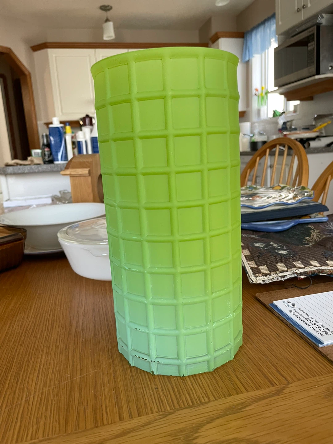Large Frosted Green Glass Vase