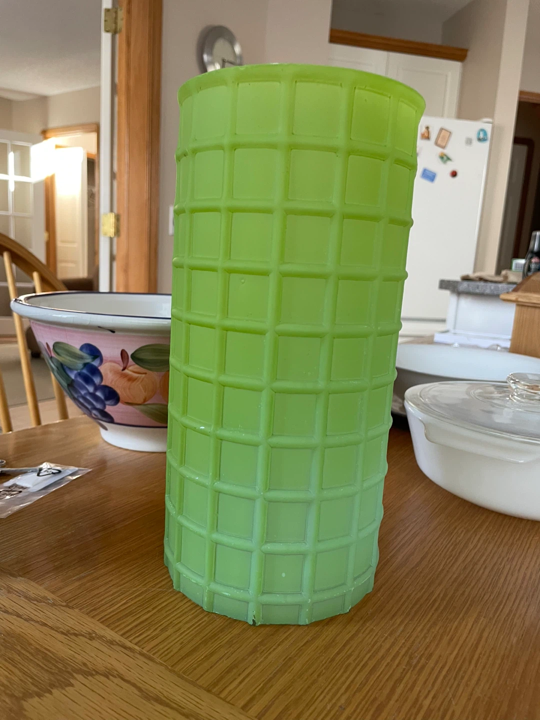 Large Frosted Green Glass Vase - photo 2