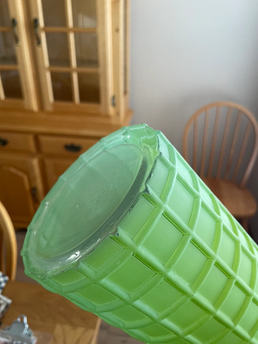 Large Frosted Green Glass Vase - photo 3