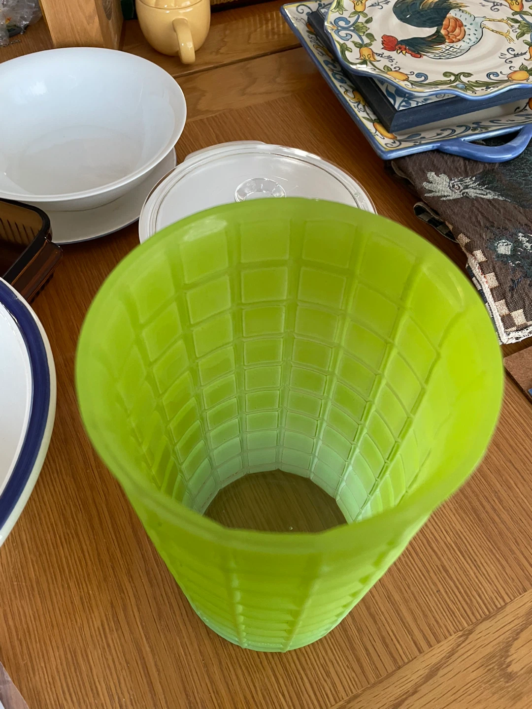 Large Frosted Green Glass Vase - photo 4