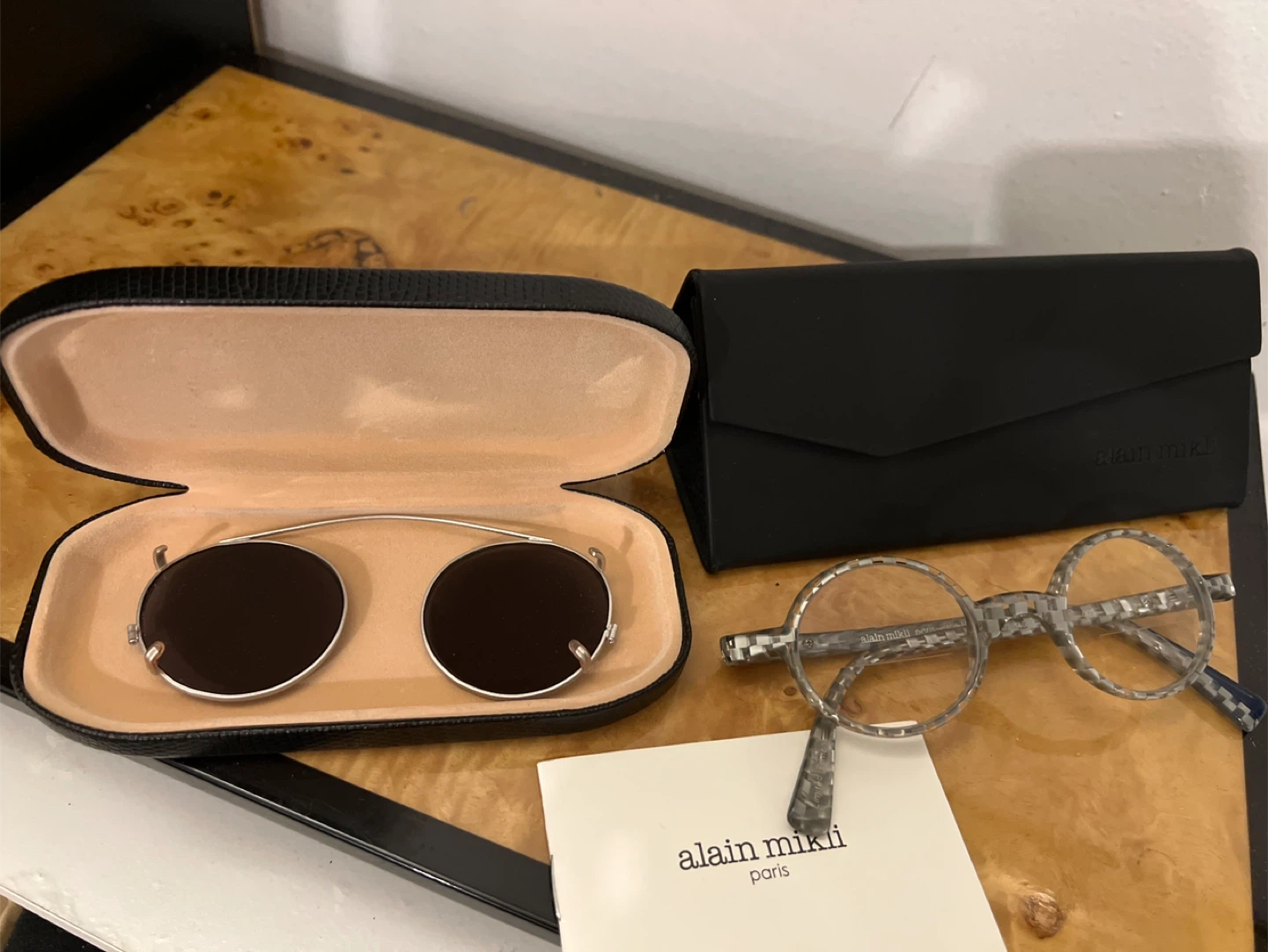 Alain Mikli Round Acetate Eyeglasses with Clip-On Sunglasses