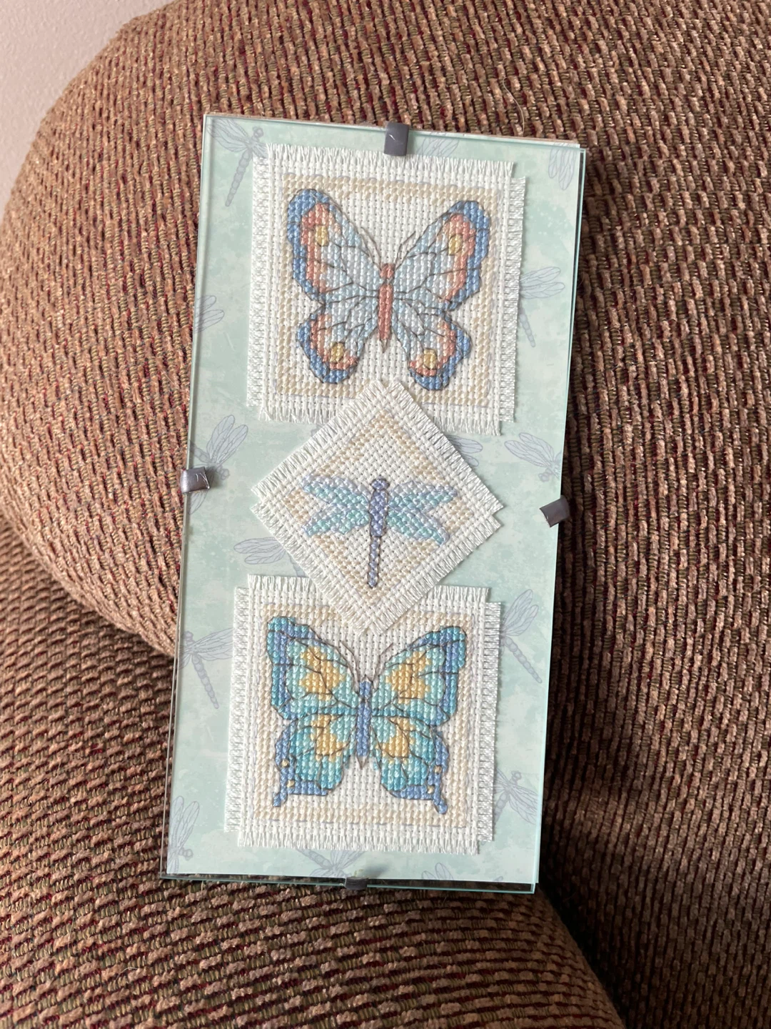 Decorative Glass Panel with Butterflies and Dragonfly