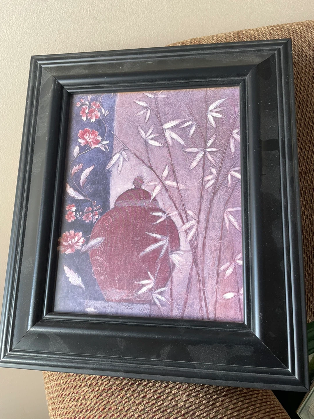 Framed Wall Art Print - Ginger Jar with Bamboo and Flowers - photo 3