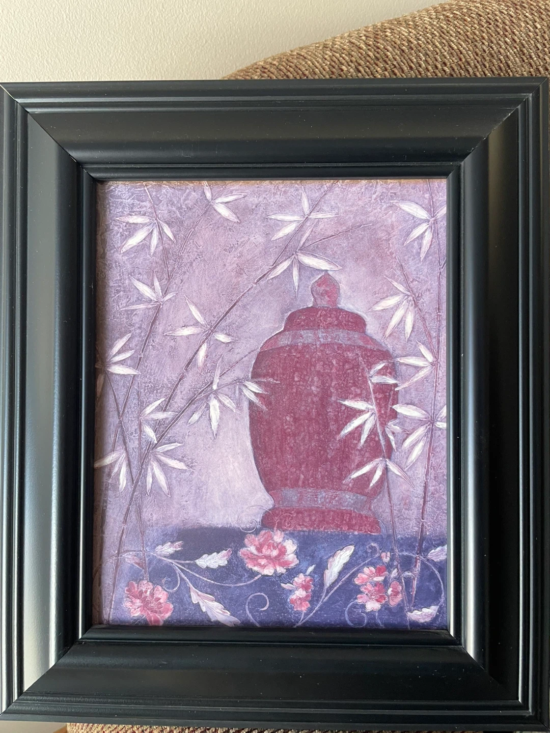 Framed Wall Art Print - Ginger Jar with Bamboo and Flowers - photo 2