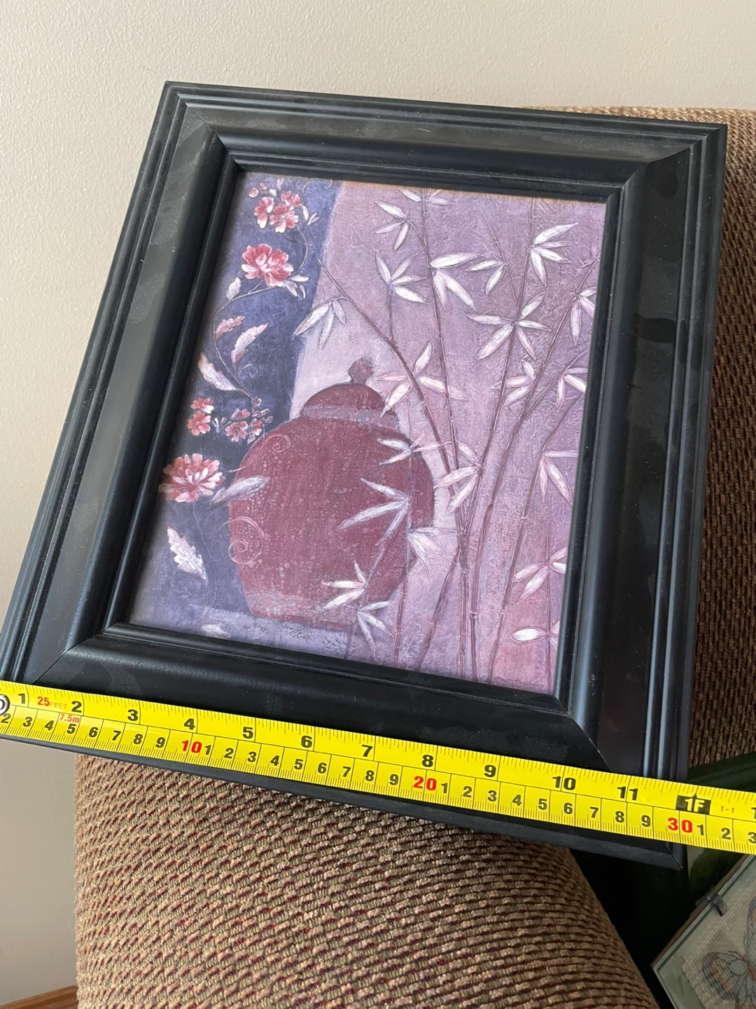 Framed Wall Art Print - Ginger Jar with Bamboo and Flowers - photo 4
