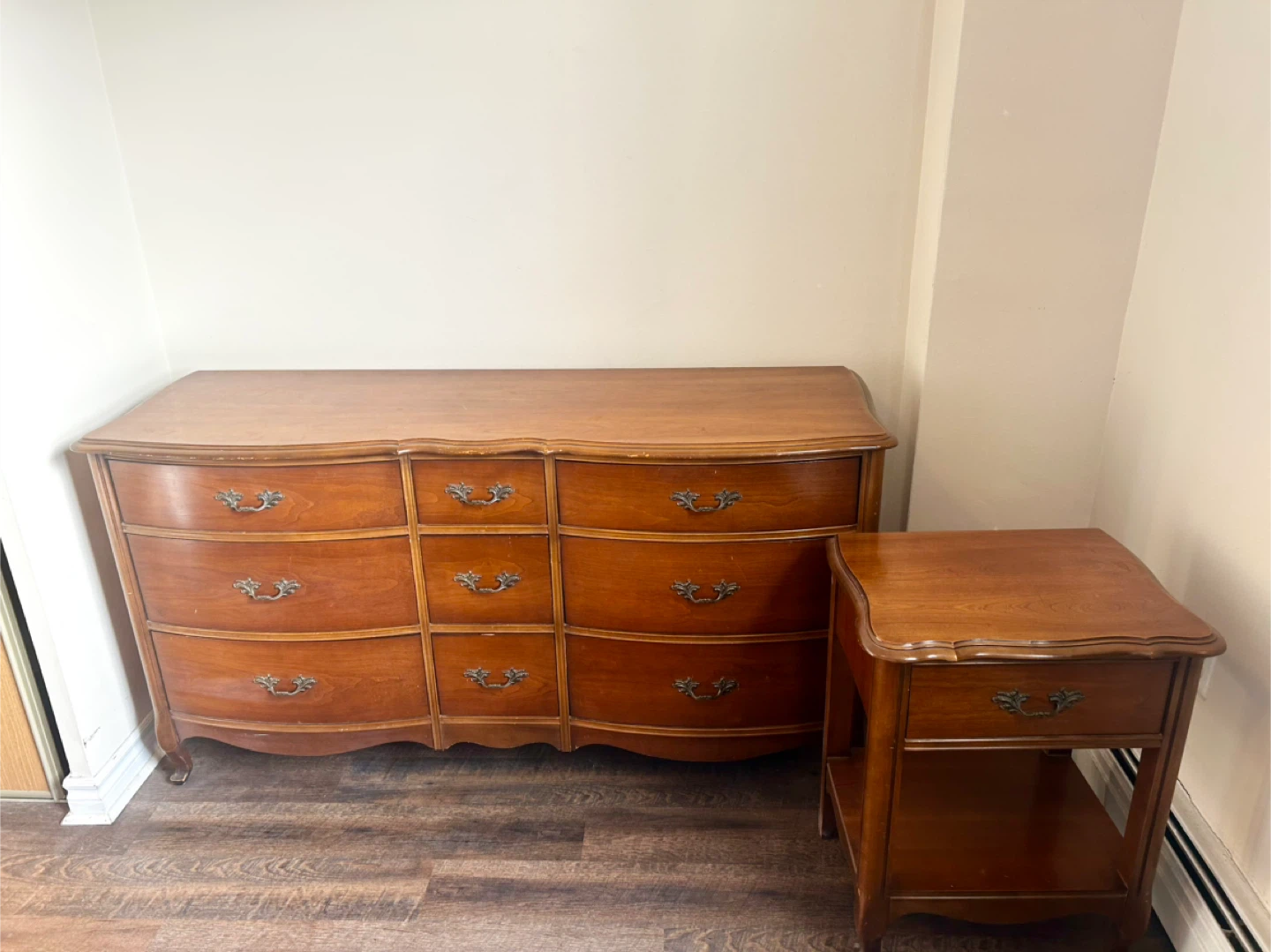 Mid-Century Solid Wood Knechtel Dresser + Nightstand Set - photo 3