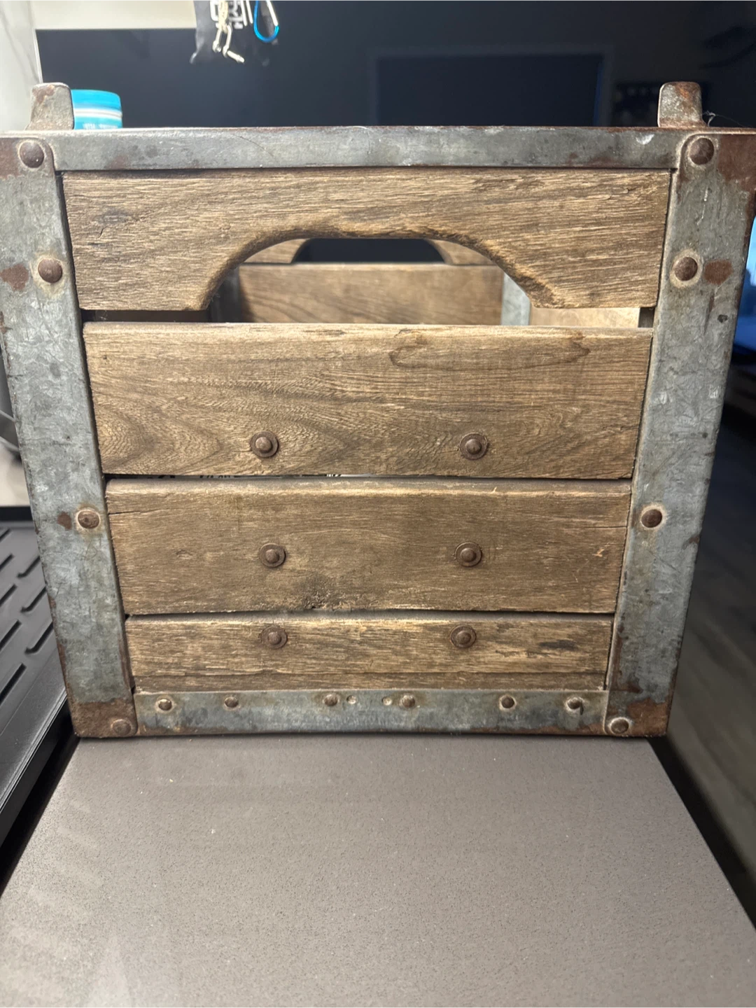 Vintage Wooden Crate with Metal Accents - photo 2
