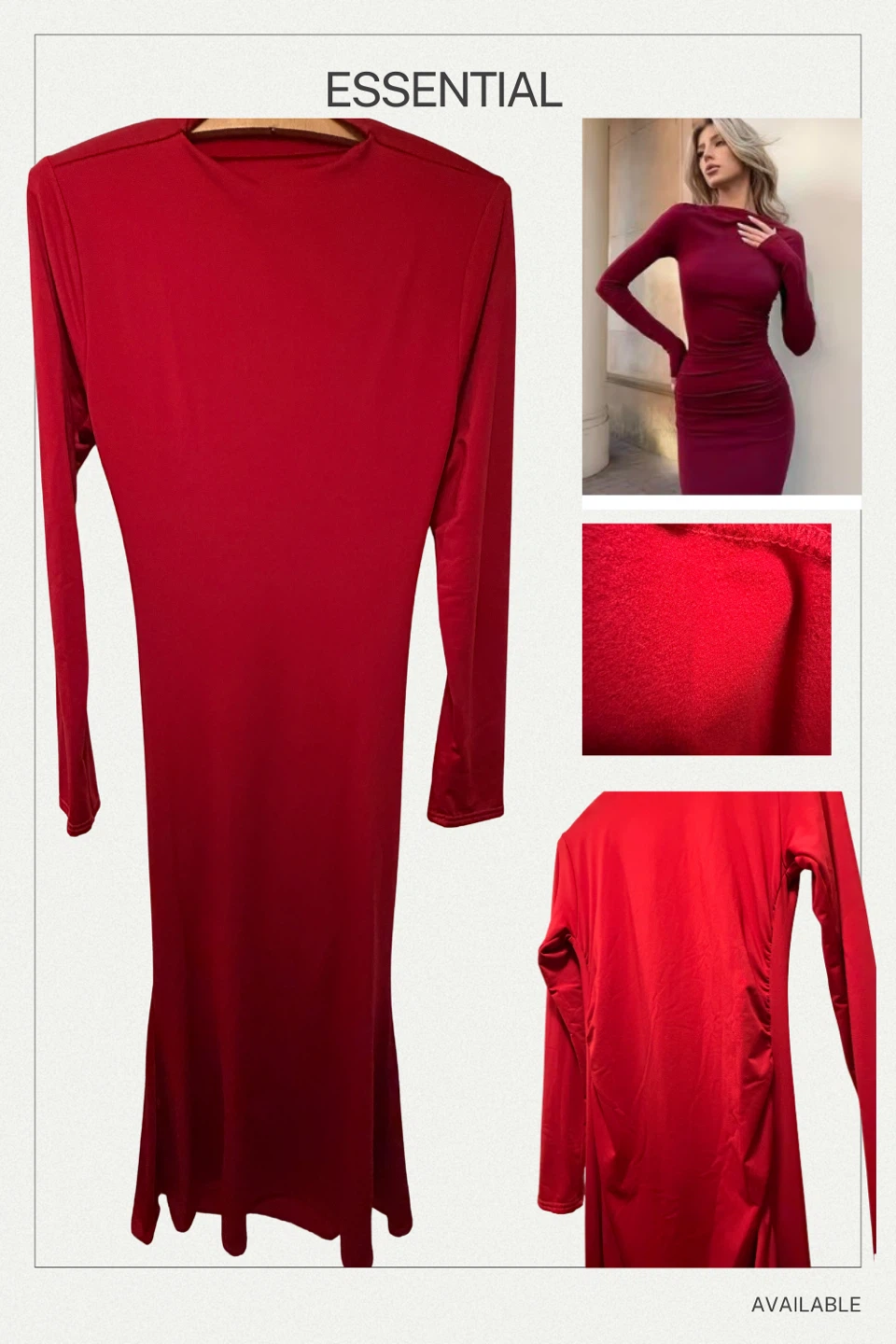 Red Long Sleeve Bodycon Dress