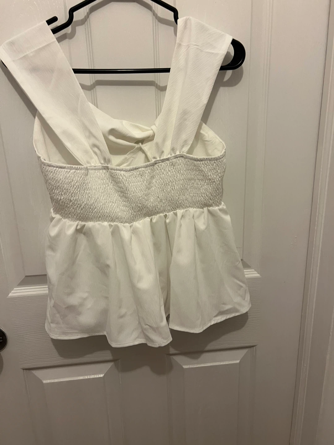 White Smocked Peplum Tank Top - photo 2