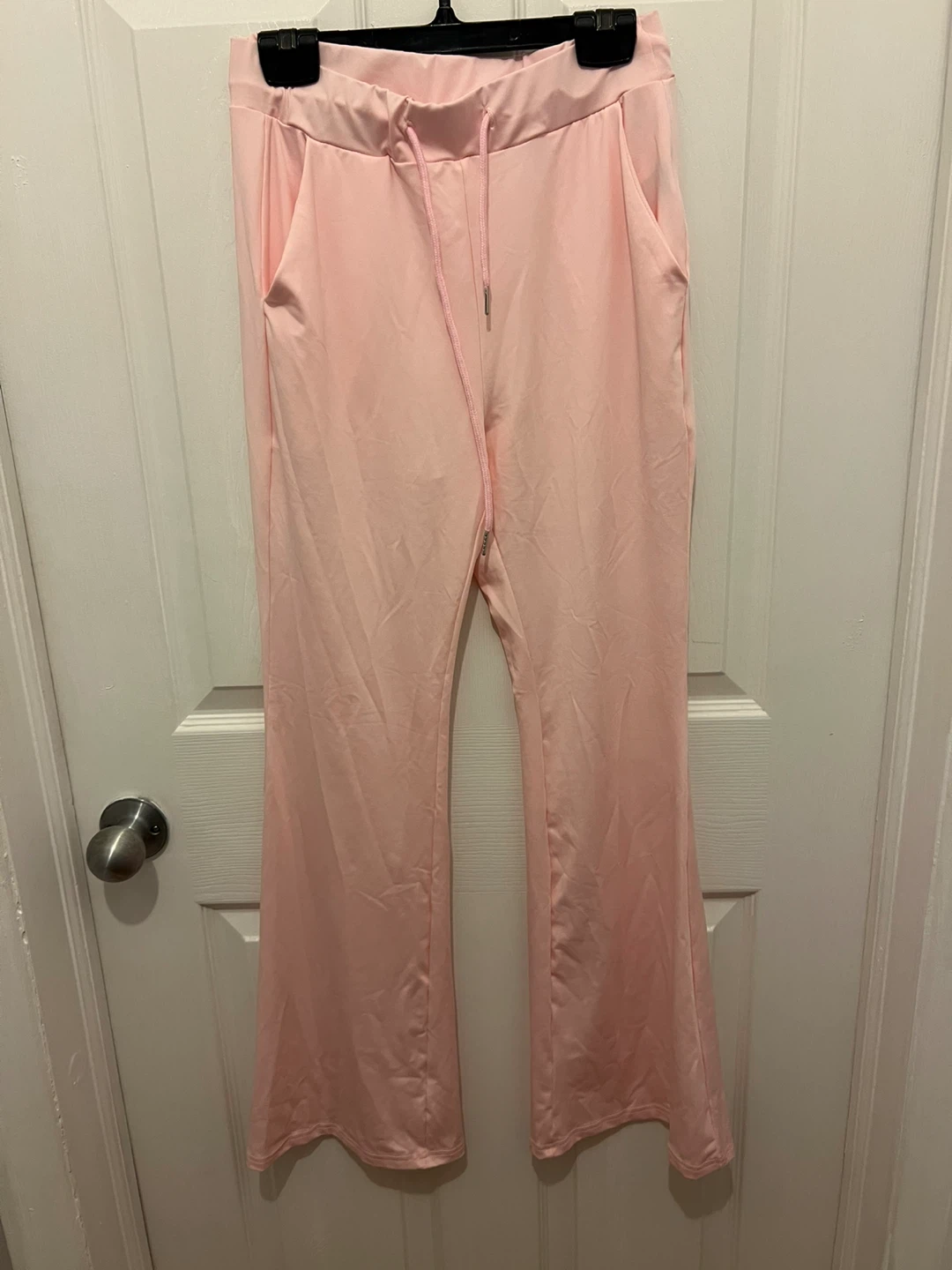 Light Pink Hooded Zip-Up Jacket and Flare Pants Set - photo 3