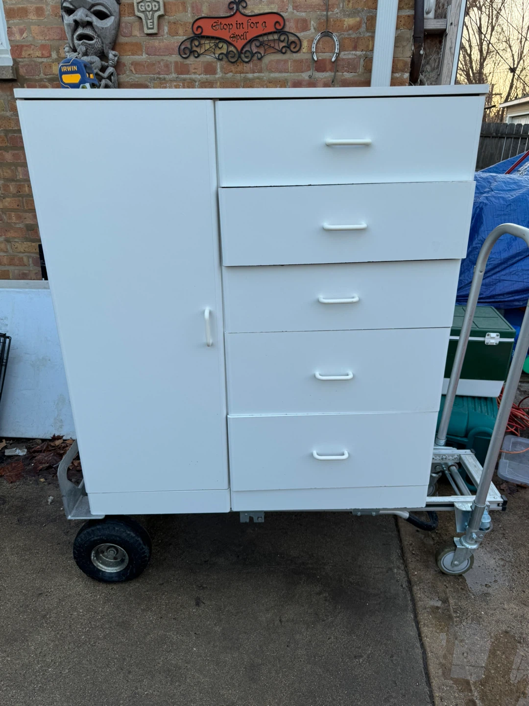 White Storage Cabinet with Drawers