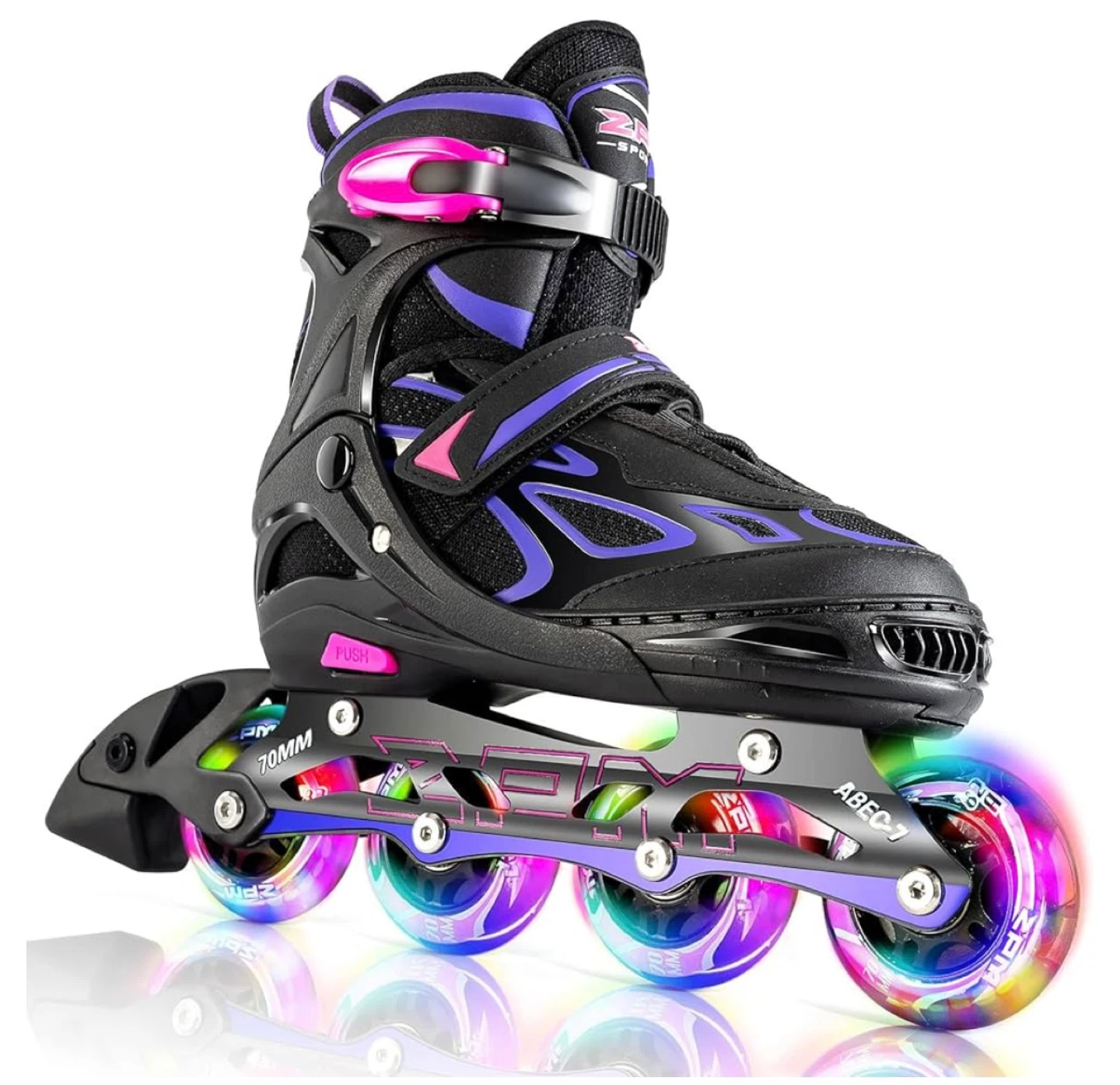 Adjustable Inline Skates with Light-Up Wheels