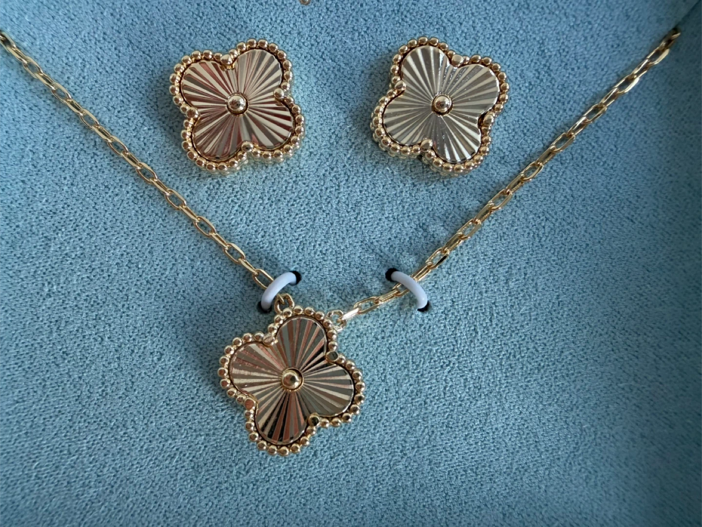 14K Flash Gold Plated Clover Jewelry Set