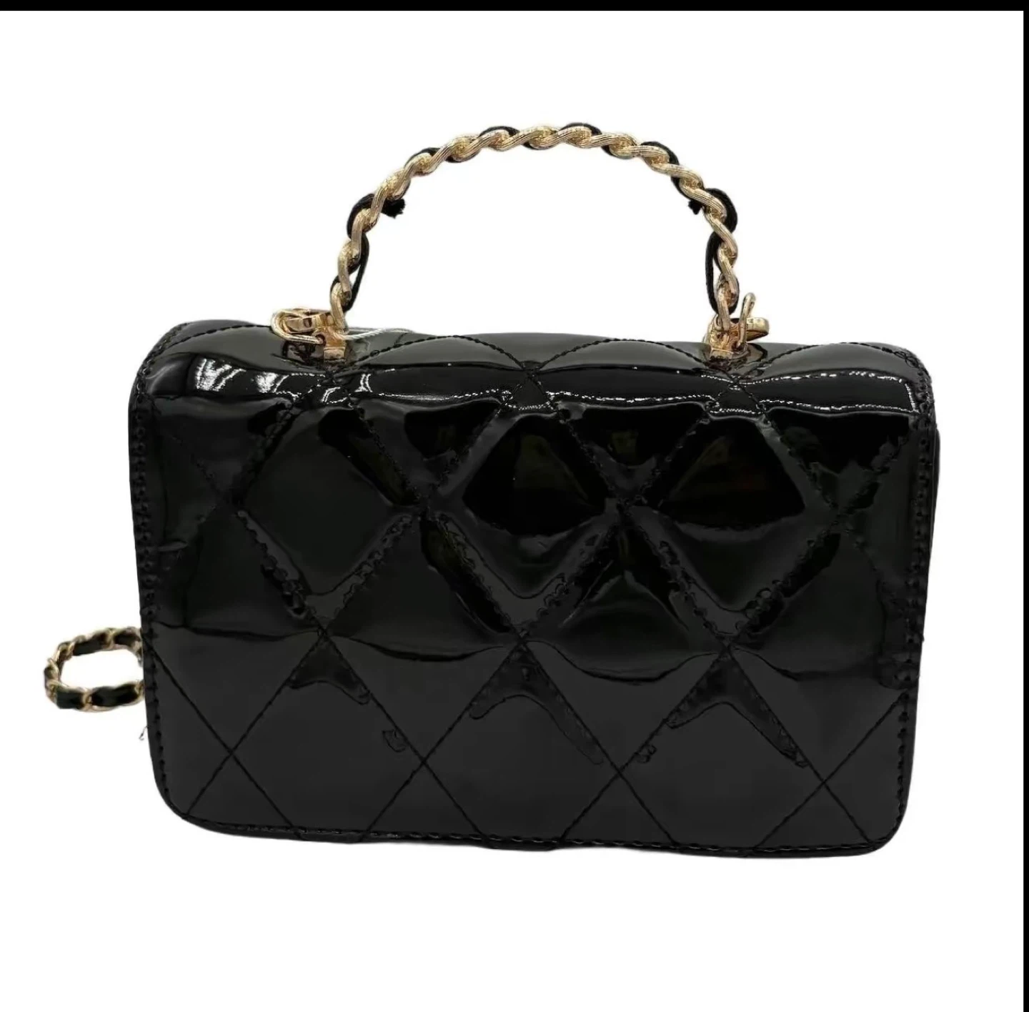 Valentino Orlandi Small Patent Leather Quilted Crossbody Bag - photo 3