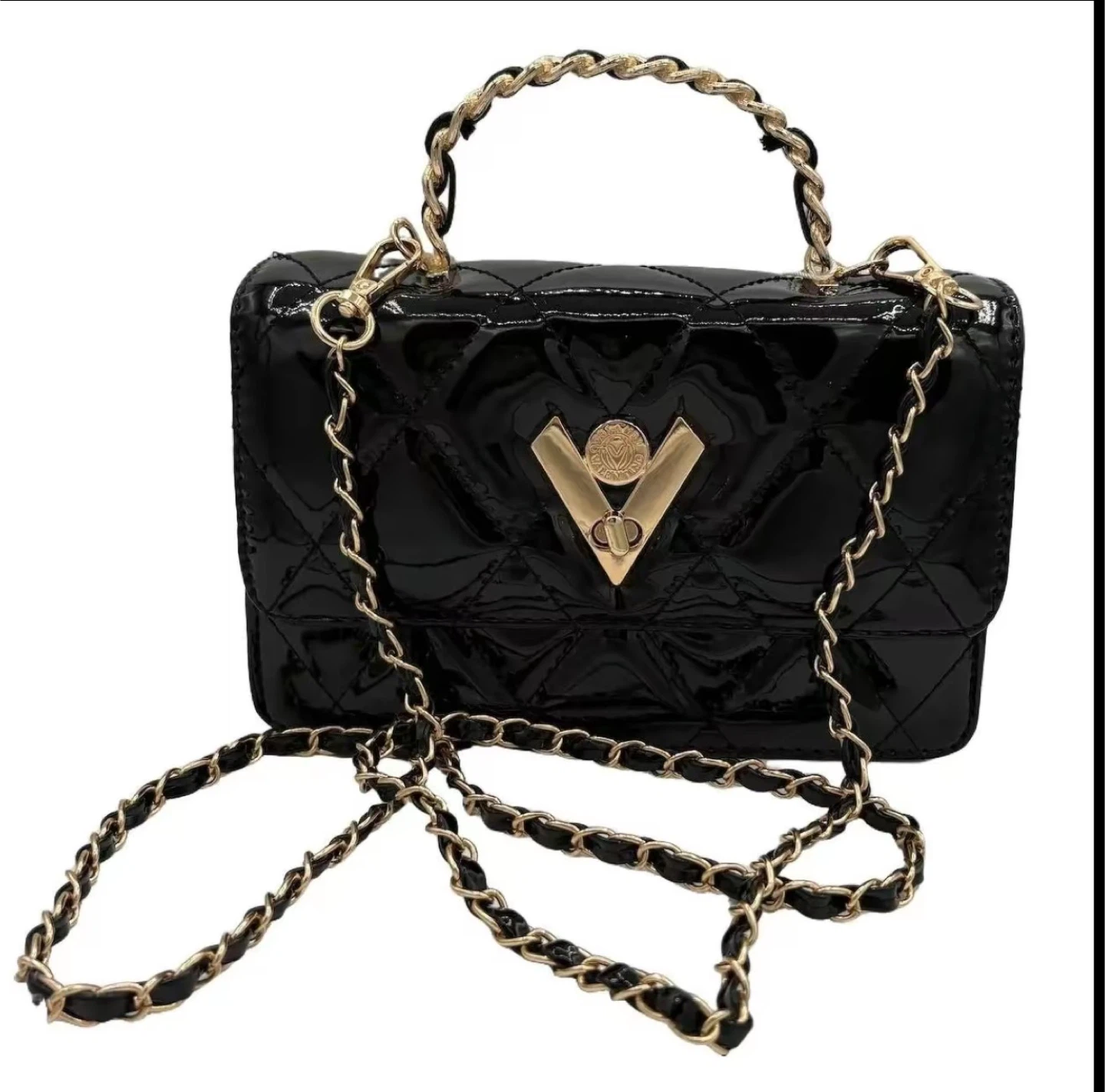 Valentino Orlandi Small Patent Leather Quilted Crossbody Bag - photo 2