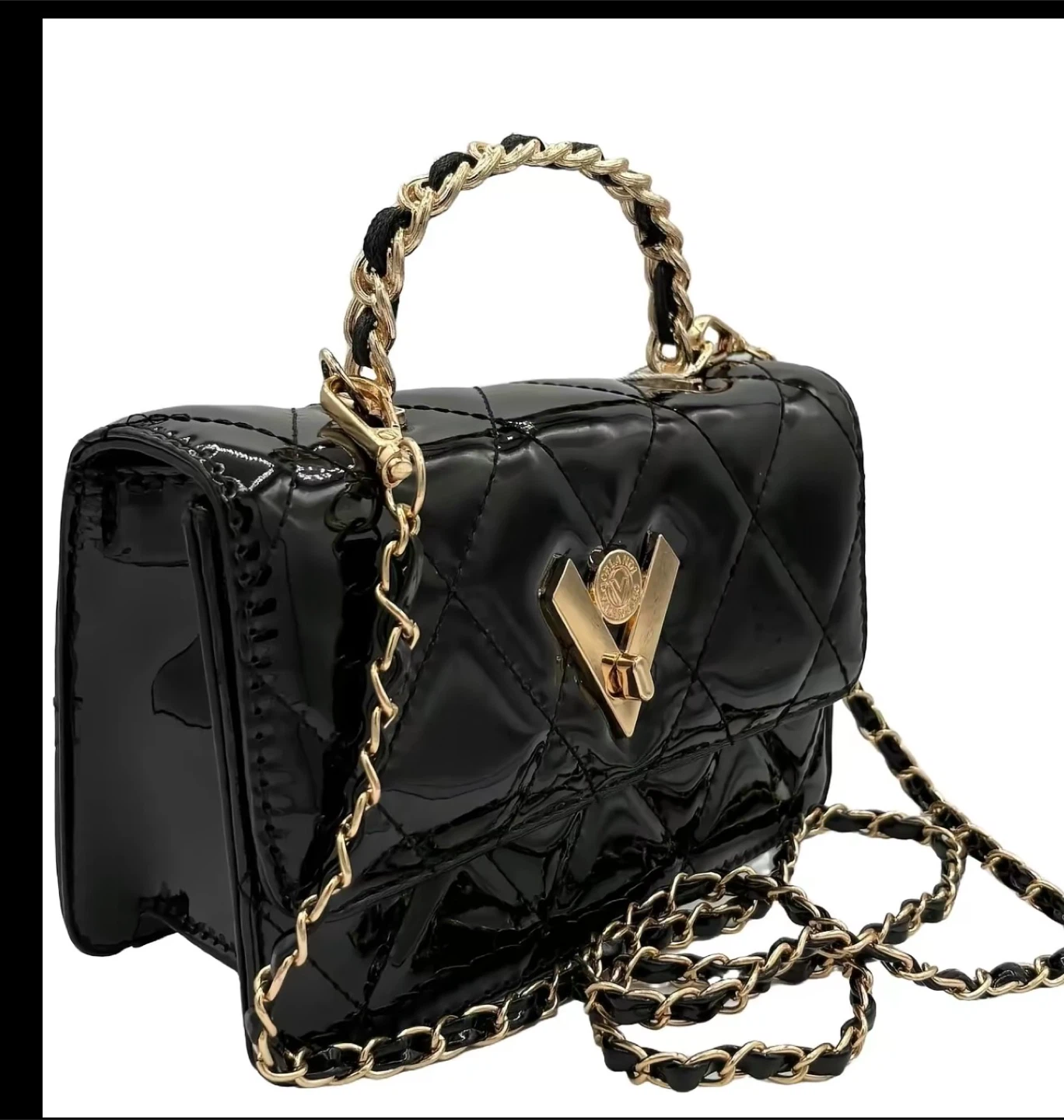 Valentino Orlandi Small Patent Leather Quilted Crossbody Bag - photo 4