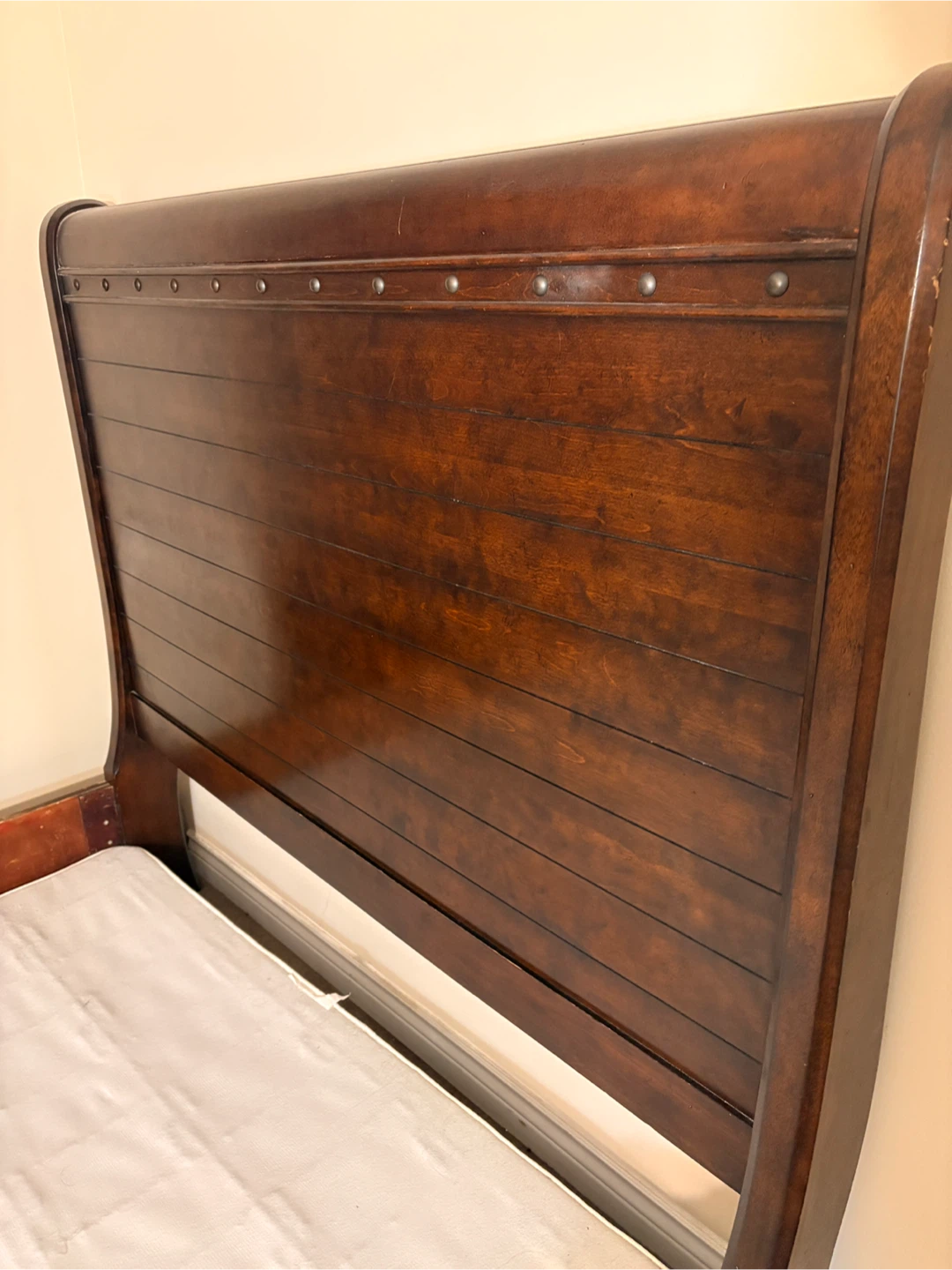 Wooden Sleigh Bed Frame and bed box (read description) - photo 3