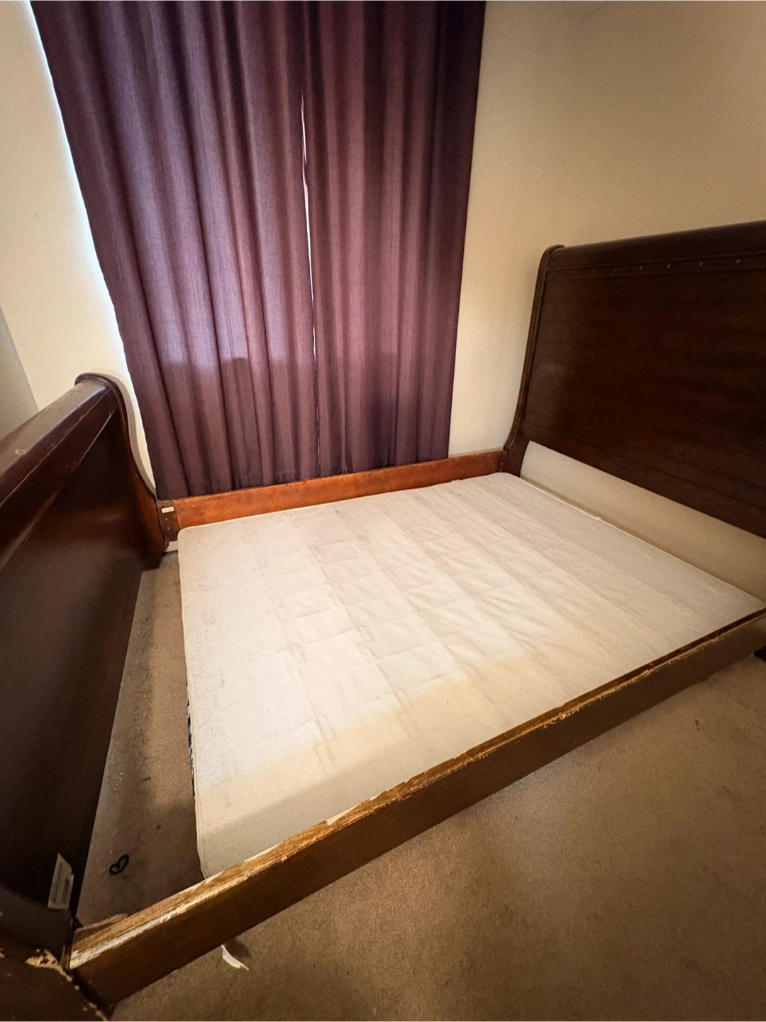 Wooden Sleigh Bed Frame and bed box (read description)