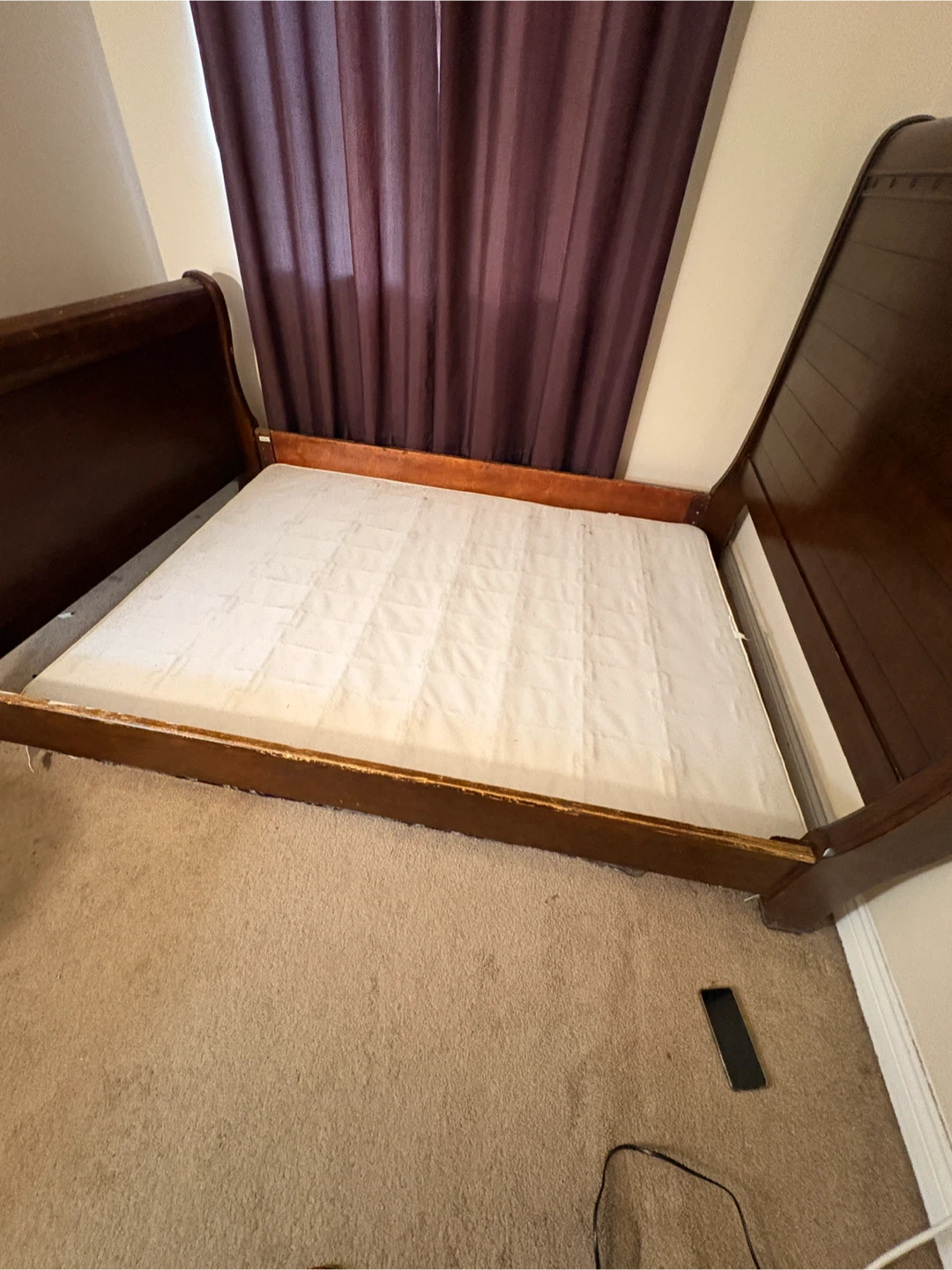 Wooden Sleigh Bed Frame and bed box (read description) - photo 2