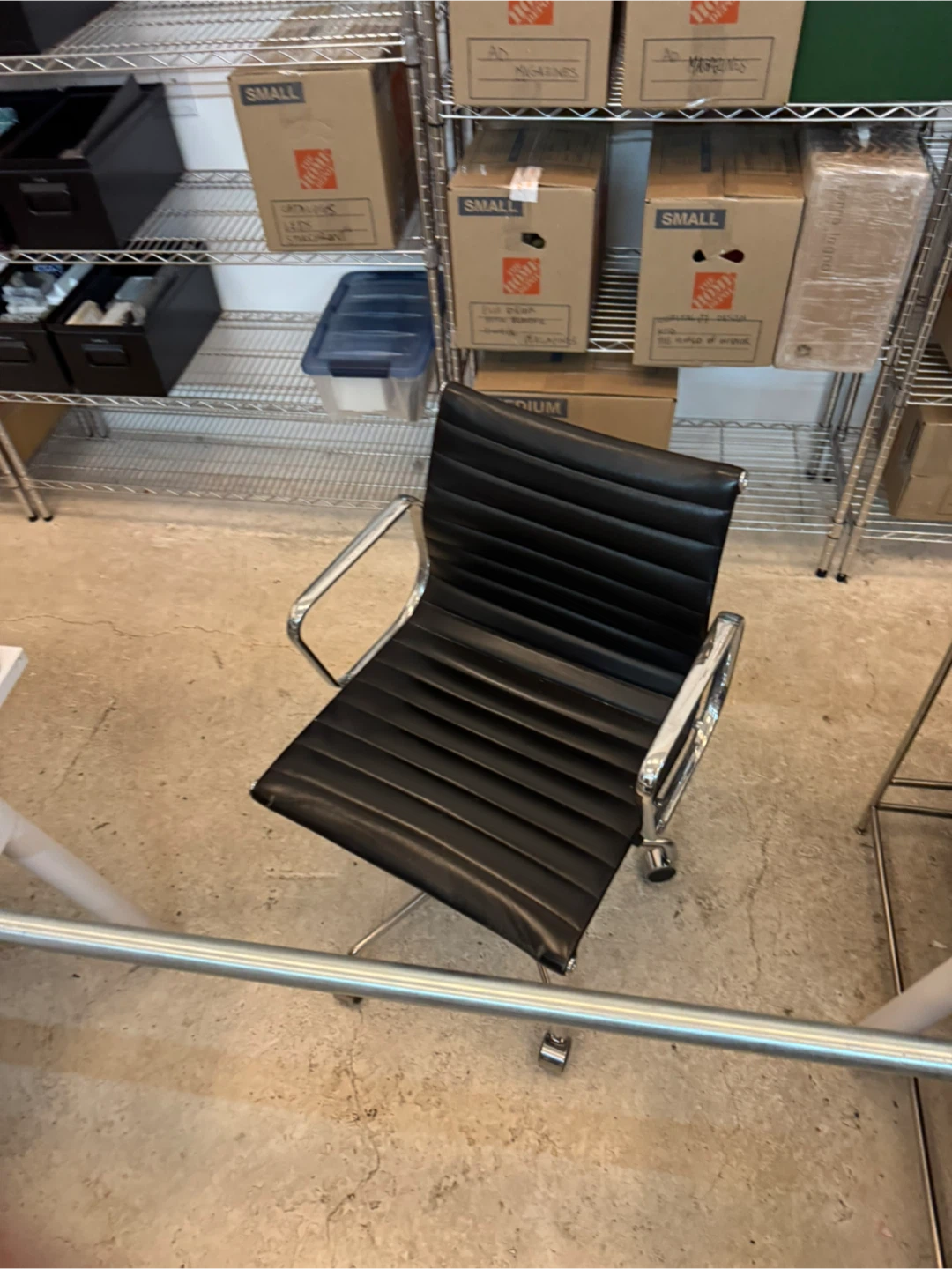 Black Leather Eames Style Office Chair
