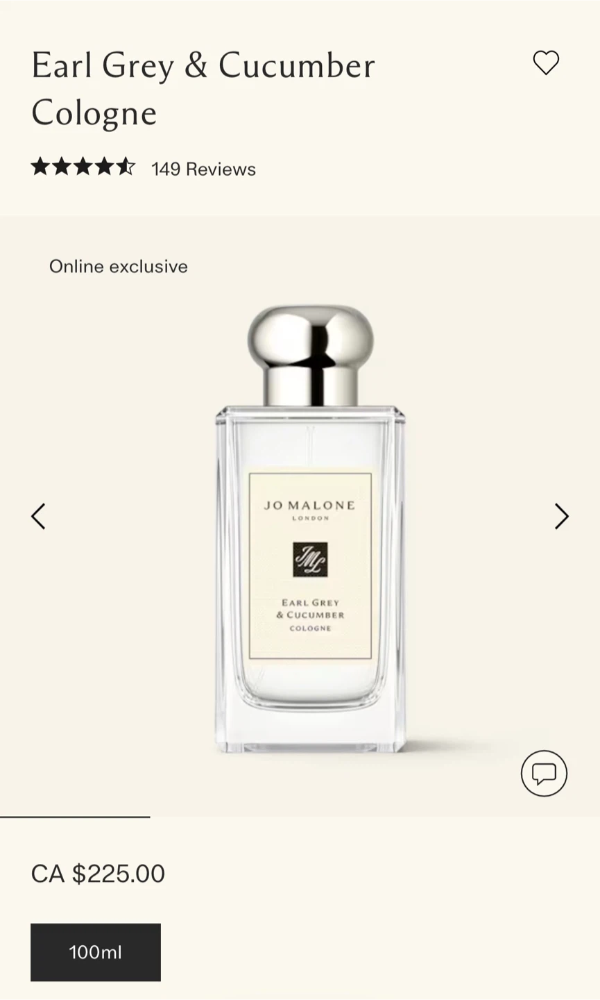 Jo Malone Earl Grey & Cucumber Cologne 100ml