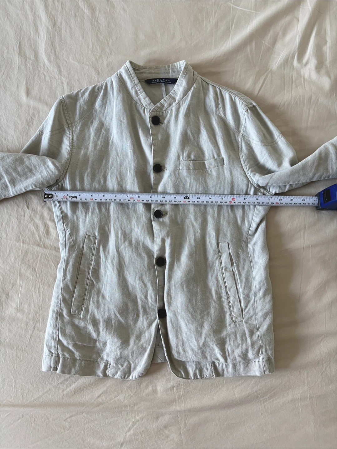 Zara Linen Mandarin Collar(?) Tailored Jacket Blazer - photo 5