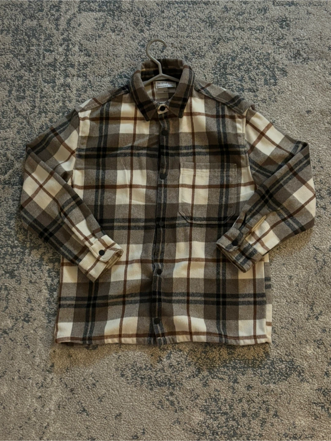 Bershka Relaxed Fit Plaid Flannel Shirt - XS