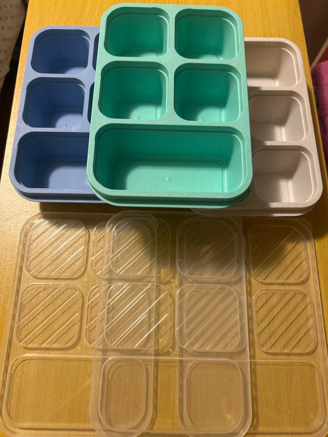 Bento Box Lunch Containers with Lids - Blue, Teal, White
