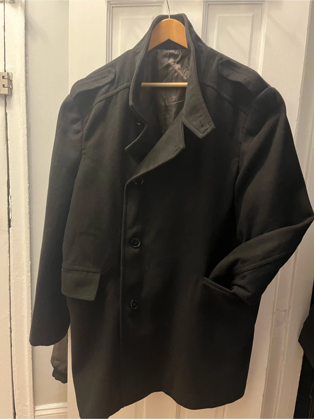 M&S Man Black Wool Blend Coat