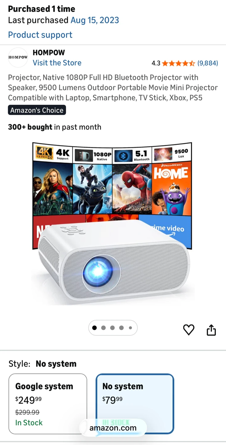 HOMPOW Native 1080P Full HD Bluetooth Projector - photo 3
