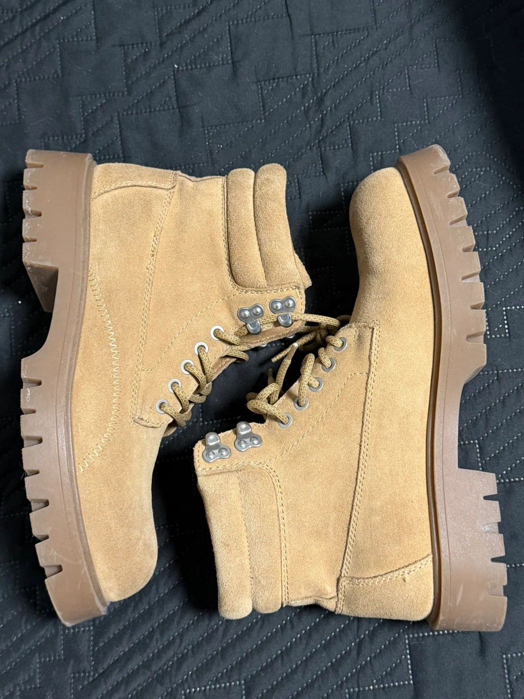 Zara Tan Suede Lace-Up Ankle Boots - photo 2