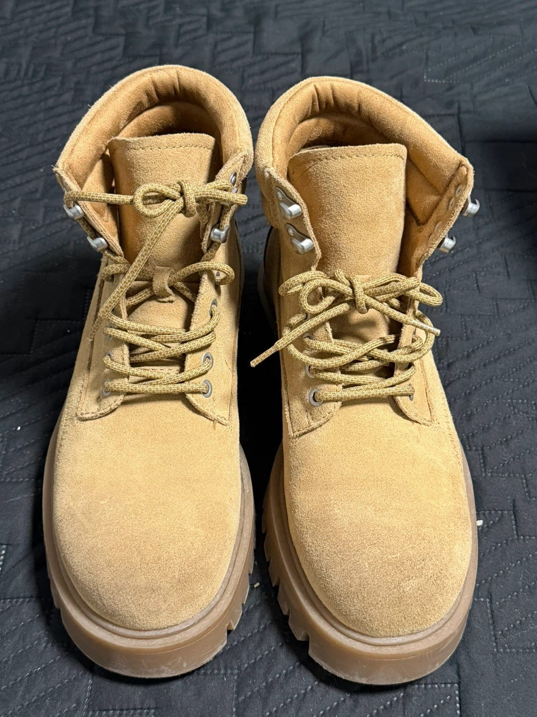 Zara Tan Suede Lace-Up Ankle Boots